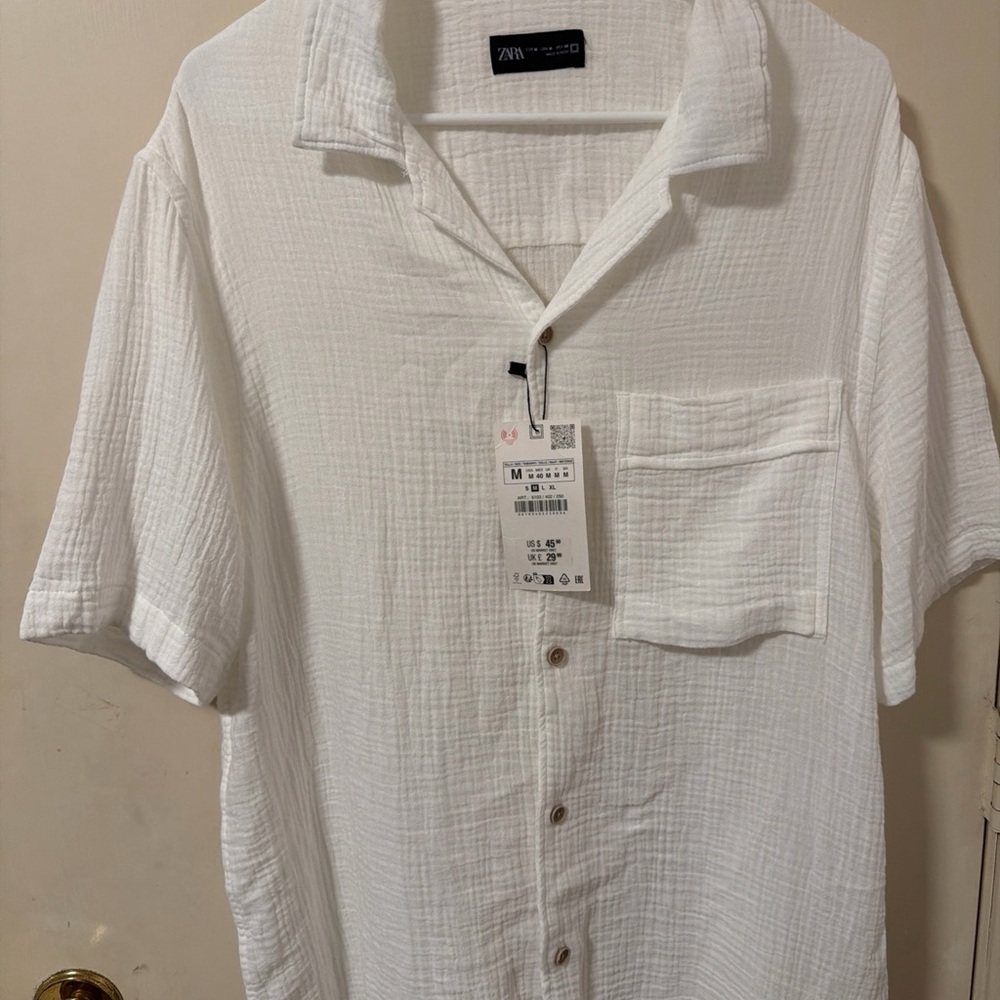 Zara Men's Casual White Button Down Shirt